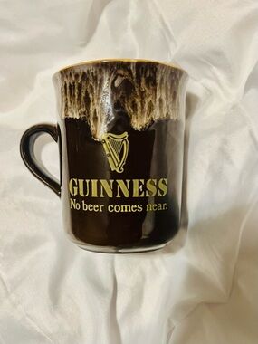 Guinness Brown and Cream Drip Ceramic Mug with Gold Logo